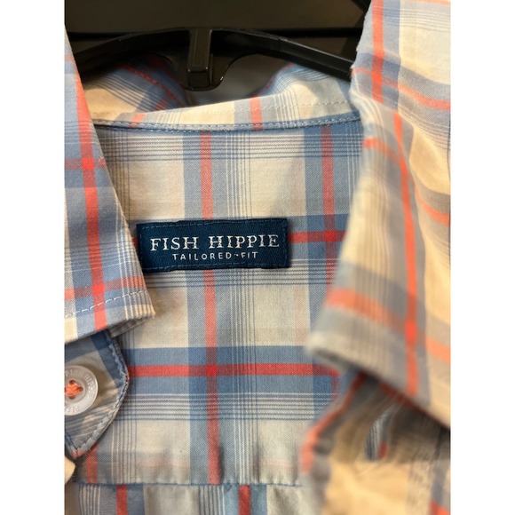 Fish Hippie Tailored Fit Plaid Long Sleeve Button Up Shirt Mens - Picture 3 of 4